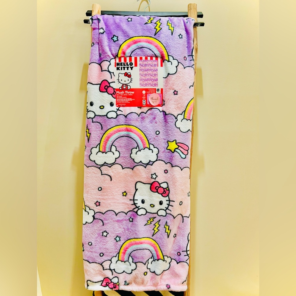 New Hello Kitty Burlington Purple Rainbow Throw Blanket